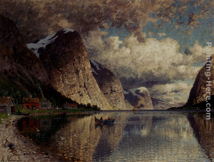 A Cloudy Day On A Fjord painting - Adelsteen Normann A Cloudy Day On A Fjord art painting